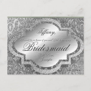 Junggesellinnenabschiede? Silver Damask Einladungspostkarte