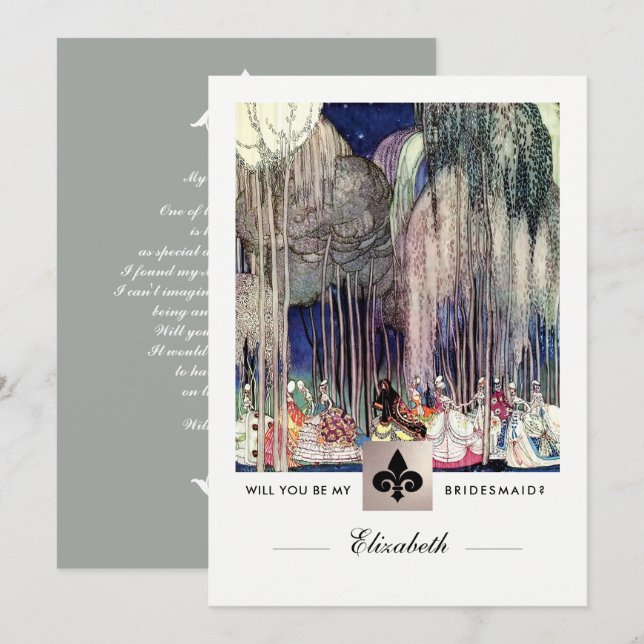 Junggesellinnenabschiede? Vintage Kunst Einladung (Vorne/Hinten)