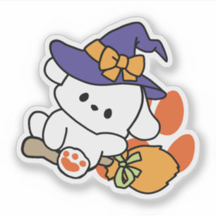 Junghunde im Training - Niedlicher Halloween-Hund Aufkleber