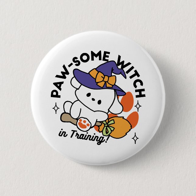 Junghunde im Training - Niedlicher Halloween-Hund Button (Vorderseite)