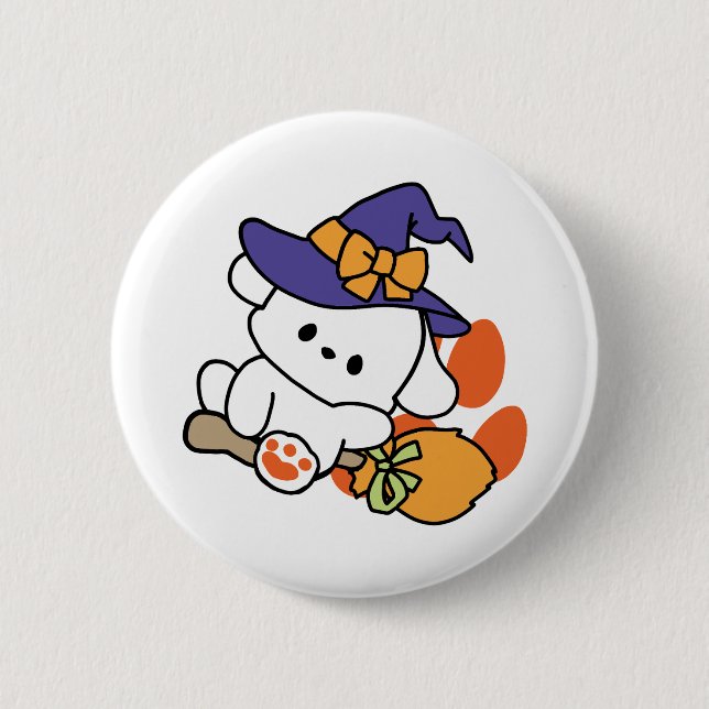 Junghunde im Training - Niedlicher Halloween-Hund Button (Vorderseite)