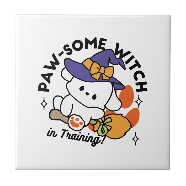 Junghunde im Training - Niedlicher Halloween-Hund Fliese (Vorderseite)