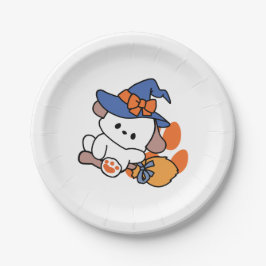 Junghunde im Training - Niedlicher Halloween-Hund Pappteller