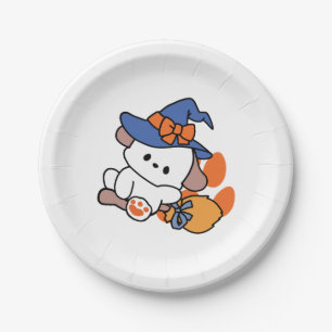 Junghunde im Training - Niedlicher Halloween-Hund Pappteller