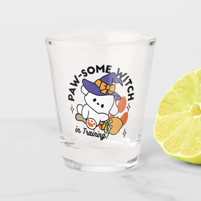 Junghunde im Training - Niedlicher Halloween-Hund Schnapsglas (Vorderseite)