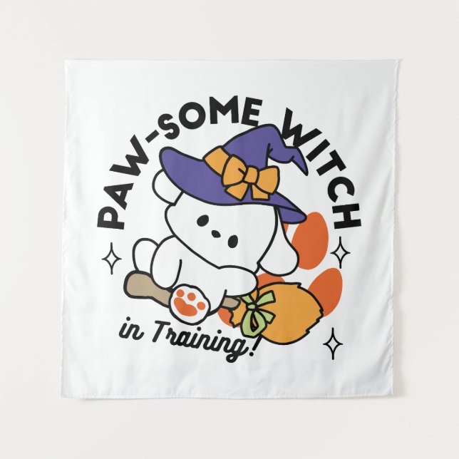 Junghunde im Training - Niedlicher Halloween-Hund Wandteppich (Vorderseite)