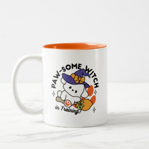 Junghunde im Training - Niedlicher Halloween-Hund Zweifarbige Tasse
