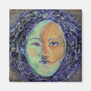 Jungian Artsun-Mond-Gesichts-Mandala Magnet