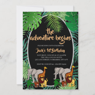 Jungle 1. Geburtstag Das Abenteuer fängt Safari an Einladung