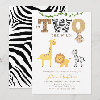 Jungle 2. Geburtstag Einladungen, Monkey Giraffe Z Einladung