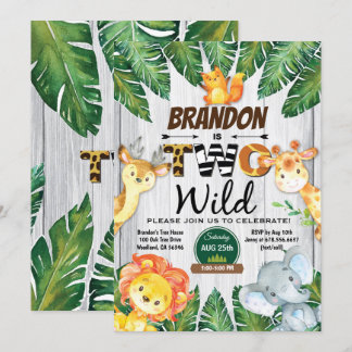 Jungle 2. Junge Safari Zoo zwei Einladung