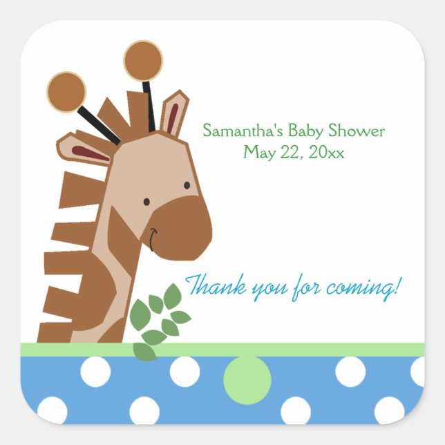 Jungle Adventure (blau) SQUARE Bevorzugung Sticker (Vorderseite)