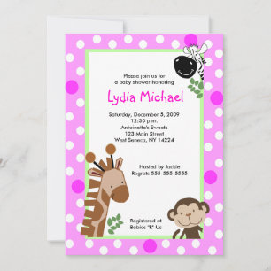 JUNGLE ADVENTURE PINK Safari Baby Dusche Einladung