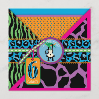 Jungle-Affe 6. Geburtstag Einladung wild