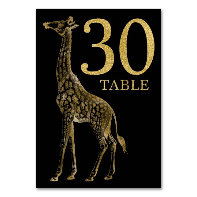 Jungle African Animal Giraffe Tischnummer Card 30 (Vorderseite)
