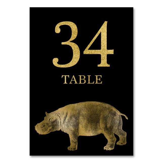Jungle African Animal Hippo Numéro de table Carte  (Par défaut)