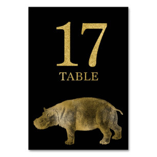 Jungle African Animal Hippo Tischnummer Card 17