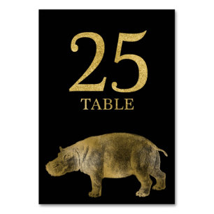 Jungle African Animal Hippo Tischnummer Card 25