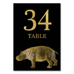 Jungle African Animal Hippo Tischnummer Card 34