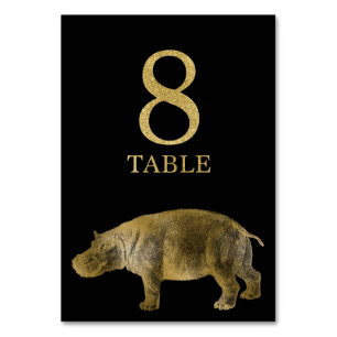 Jungle African Animal Hippo Tischnummer Card 8