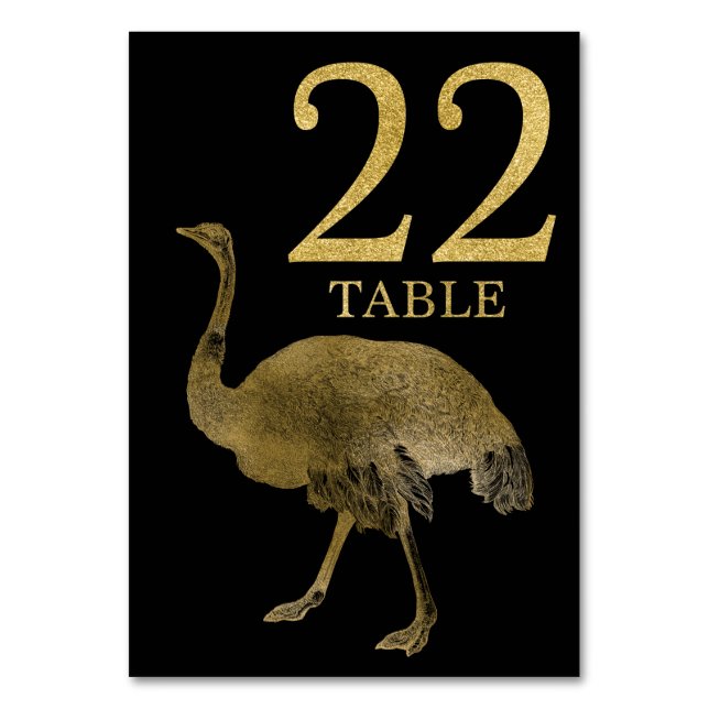Jungle African Animal Ostrich Tischnummer Card 22 (Vorderseite)