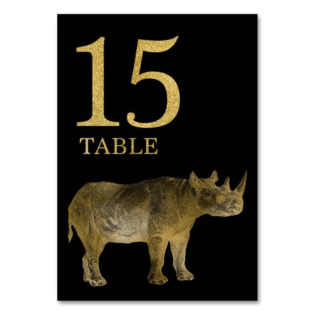Jungle African Animal Rhino Numéro de table Carte  (Par défaut)