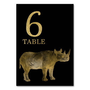 Jungle African Animal Rhino Tischnummer Card 6
