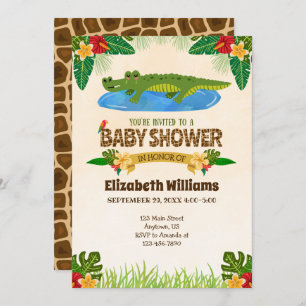 Jungle Alligator Baby shower crocodile Invitation