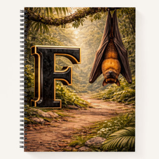Jungle Alphabet Letter F Fruit Bat Educational  Notizbuch