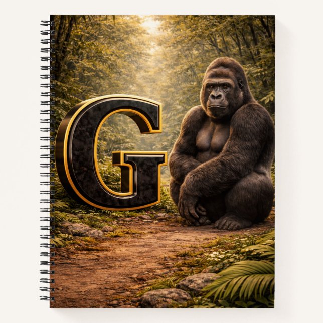 Jungle Alphabet Letter G Gorilla Gold Educational  Notizbuch (Vorderseite)