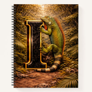 Jungle Alphabet Letter I Iguana Gold Educational  Notizbuch