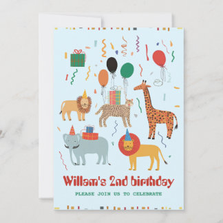 Jungle Animal 2. Geburtstag Einladung