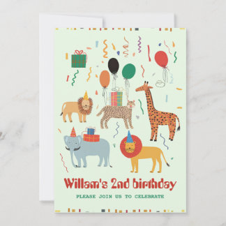 Jungle Animal 2. Geburtstag Einladung