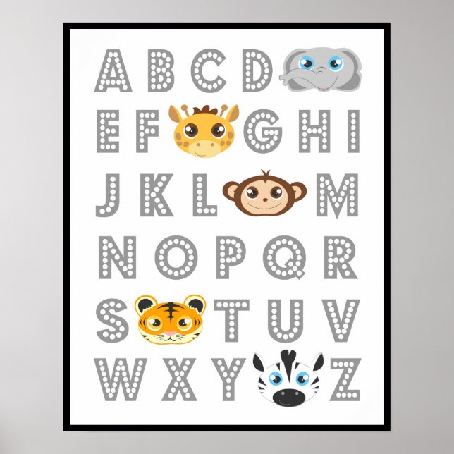 Jungle Animal Alphabet Poster (Vorne)