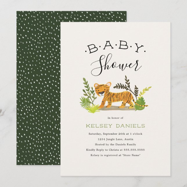 Jungle Animal Baby Dusche Einladung (Vorne/Hinten)