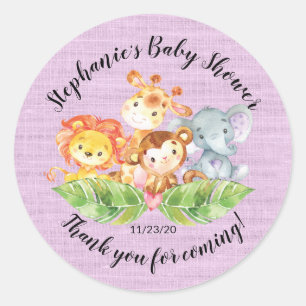 Jungle Animal Girls Baby Shooter Favor Sticker