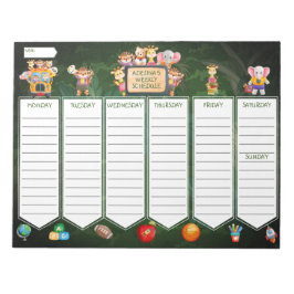 Jungle Animal Kids Wöchentlicher Aktivitätenplaner Notizblock