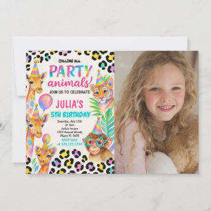 Jungle Animal Party für Kinder Einladung