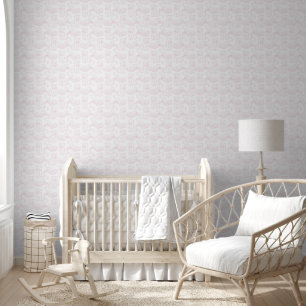 Jungle Animal Pink Line Art Baby Room Tapete