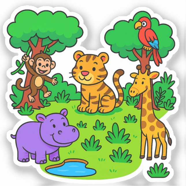 Jungle Animal Stickers für Kinder und Lehrer Aufkleber (Vorderseite)