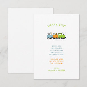 JUNGLE ANIMAL TRAIN baby shower merci note