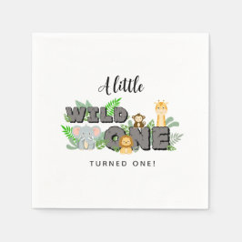 Jungle Animal Wild One Birthday Napkins Serviette