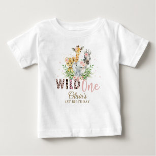 Jungle Animal Wild ONE Girl 1. Geburtstag Outfit Baby T-shirt