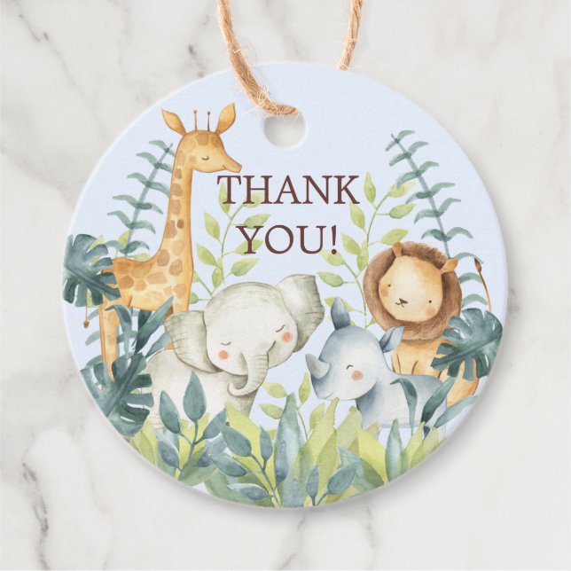 Jungle Animals Baby Dusche Gefallen Tag Geschenkanhänger (Vorderseite)