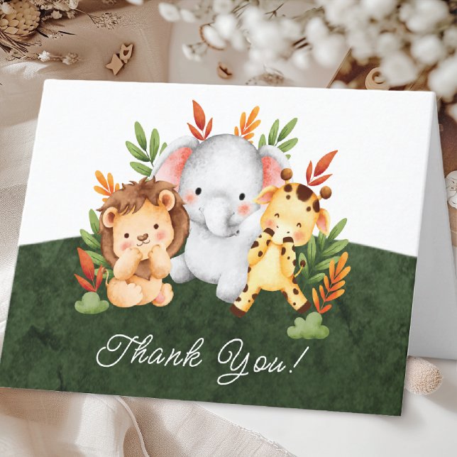 Jungle Animals Baby Dusche Vielen Dank Dankeskarte (Von Creator hochgeladen)
