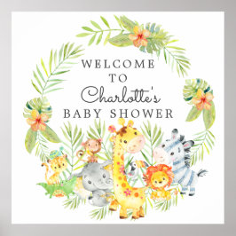 Jungle Animals Baby Dusche Willkommen Poster