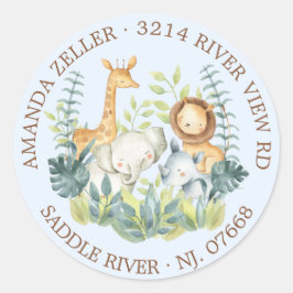 Jungle Animals Baby Showadresse Etikett Runder Aufkleber