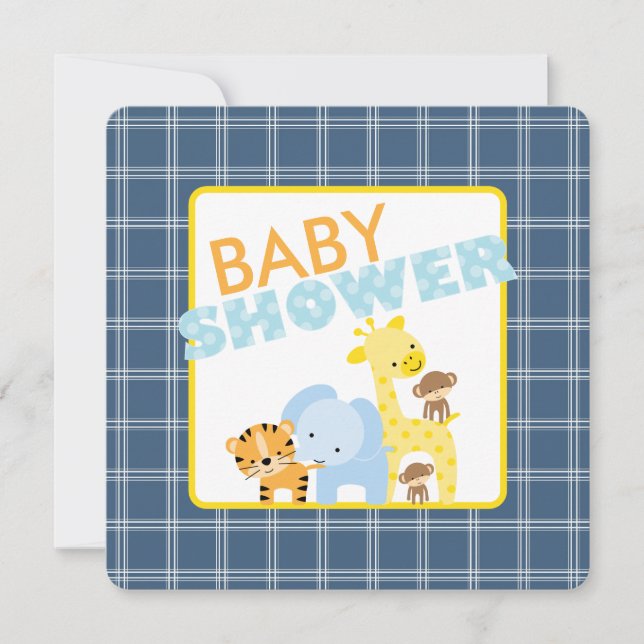 Jungle Animals Baby Shower Einladungen (Vorderseite)