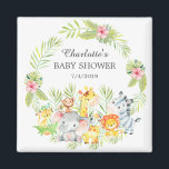 Jungle Animals Baby Shower Fevor Magnet<br><div class="desc">Niedliche Dschungeltiere locken für eine Mädchendusche. Ändern Sie den Hintergrund,  indem Sie auf Anpassen und verwenden Sie unsere Farbauswahl!. Matching Artikel in unserem Shop erhältlich.</div>