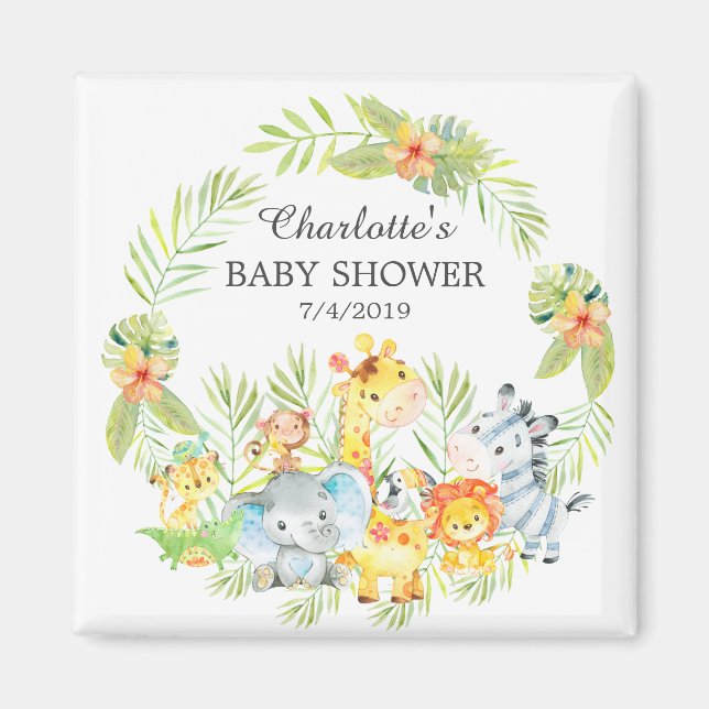 Jungle Animals Baby Shower Fevor Magnet (Vorne)